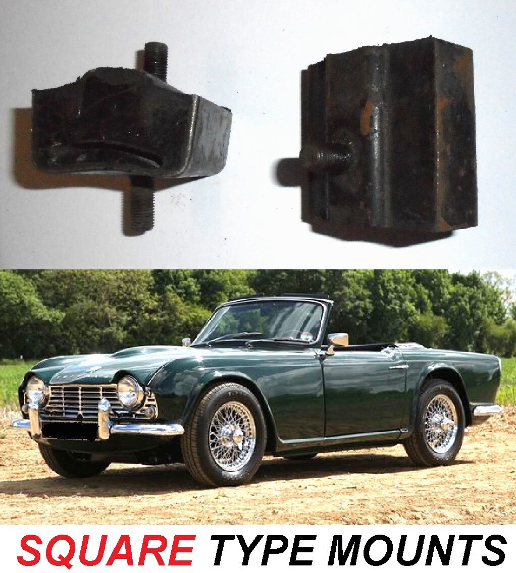 FRONT ENGINE MOUNTS x2 (Triumph TR4) (**Square Type**) (1961- 65)